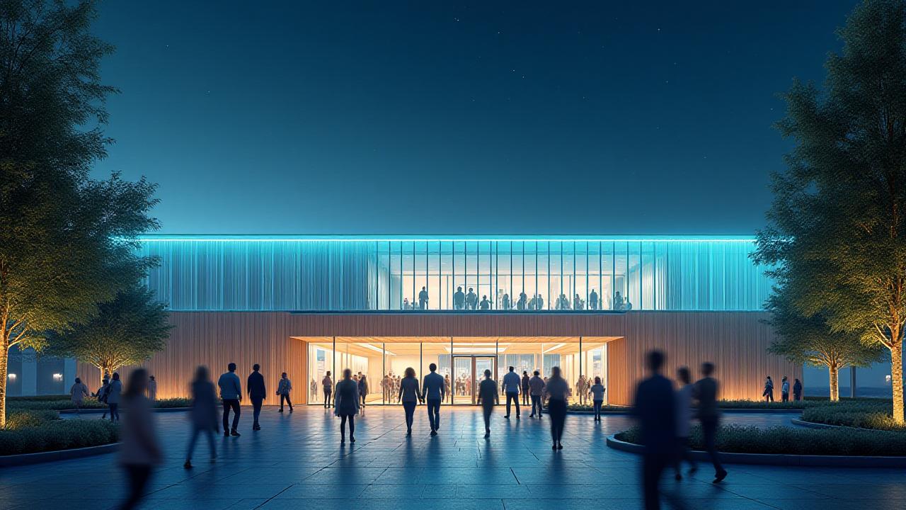 Modern urban community center architecture representing public service