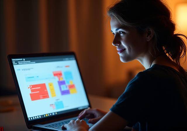 Team member engaged in online learning platform